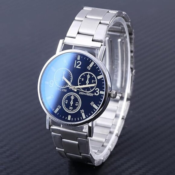 Mens Watches, Chronograph Analog Quartz Movement Dress Watch Casual Steel Black - Picture 1 of 3